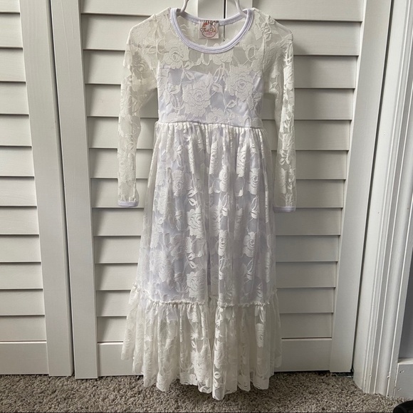 White Lace Flower Girl Dress (Fits Up To 3T) - Picture 10 of 10